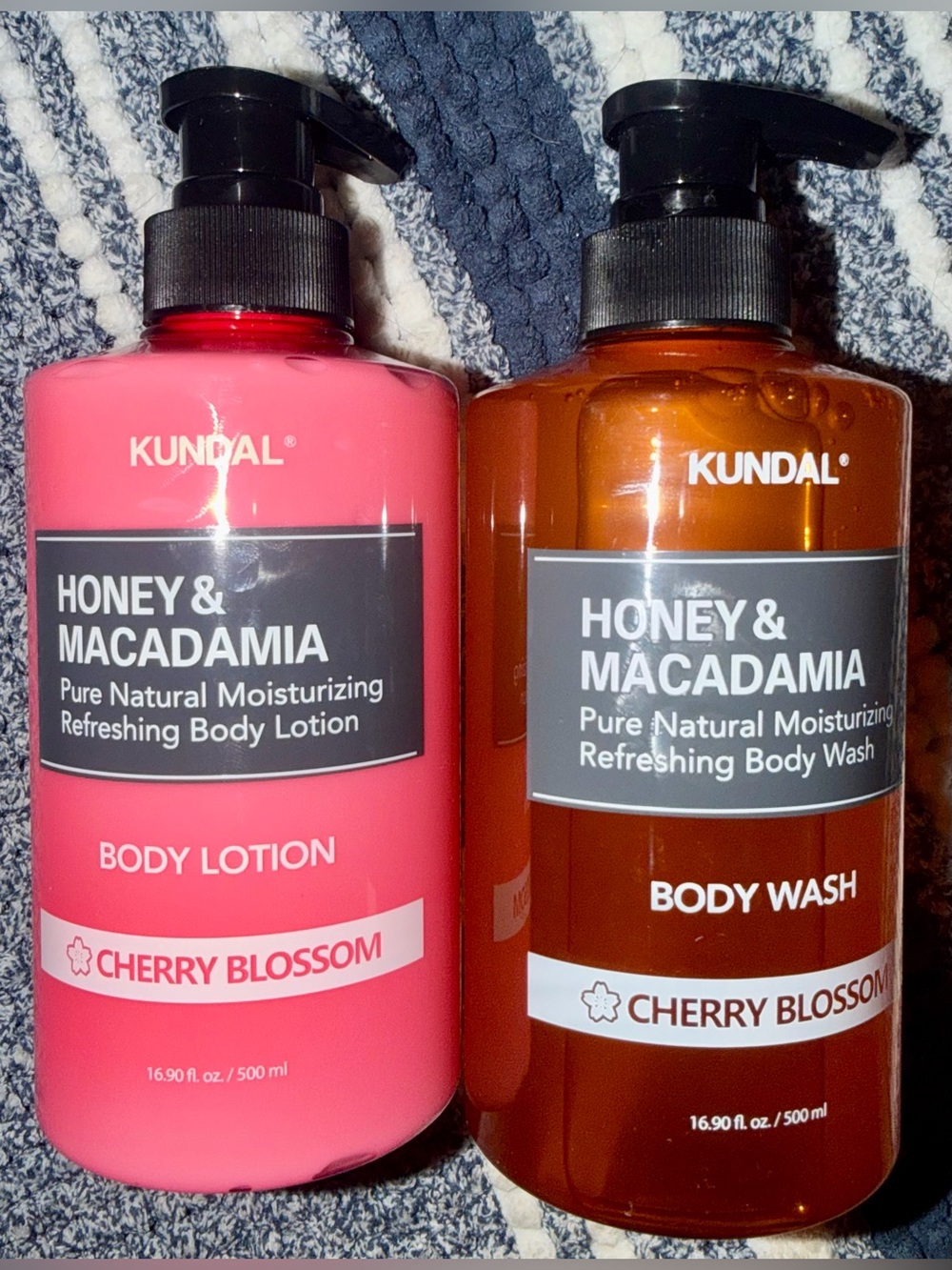 Honey & Macadamia Cherry Blossom Body Lotion & Body Wash - Pink & Amber